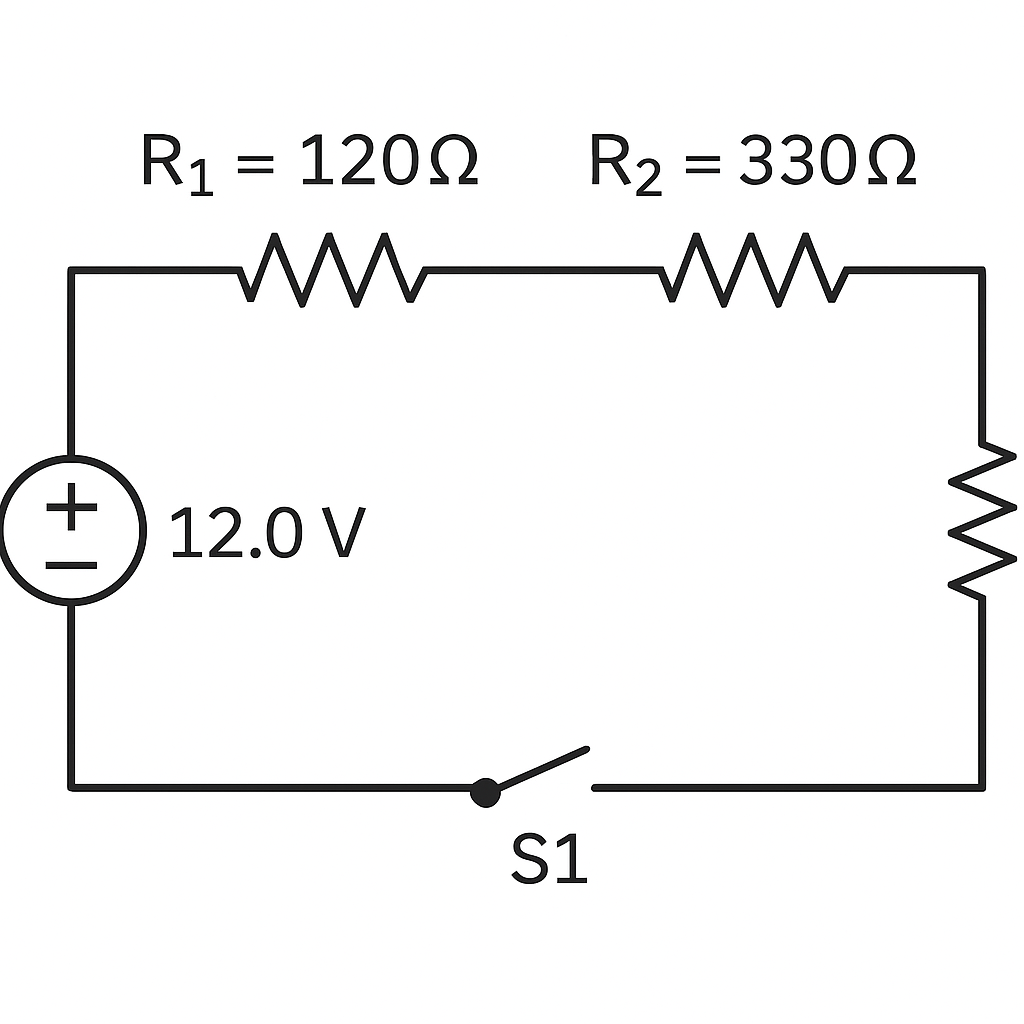 Circuito con tres resistencias en serie